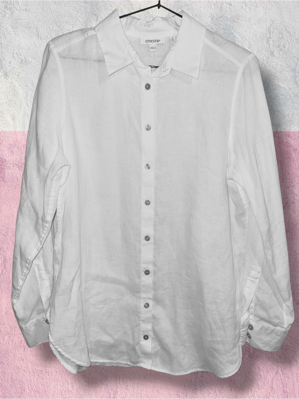 🌺Chico’s Linen White Button-Front Tunic Shirt-NWOT - Picture 4 of 8
